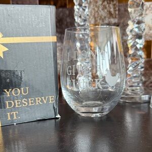 Etched Stemless Wine Glass - "I Don't Give A Cluck"